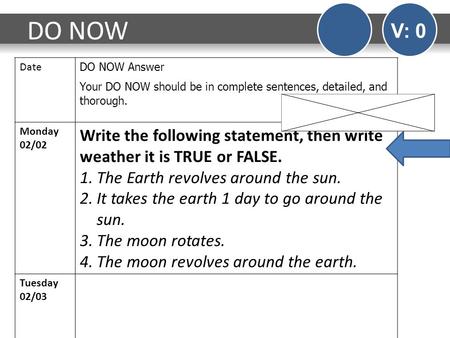 DO NOW V: 0 Date DO NOW Answer