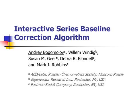 Interactive Series Baseline Correction Algorithm