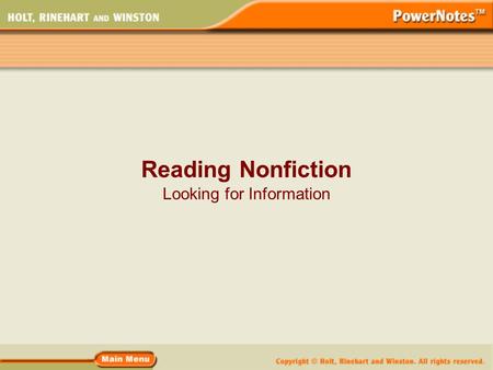 Reading Nonfiction Looking for Information. What Is Nonfiction? Nonfiction is prose writing that deals with real people, things, events, and places. Nonfiction.