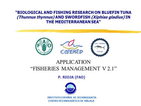 “BIOLOGICAL AND FISHING RESEARCH ON BLUEFIN TUNA (Thunnus thynnus) AND SWORDFISH (Xiphias gladius) IN THE MEDITERRANEAN SEA“ P. RIOJA (FAO) APPLICATION.