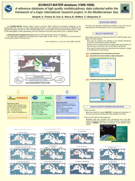 EU/MAST-MATER database (1996-1999): A reference database of high quality multidisciplinary data collected within the framework of a major international.