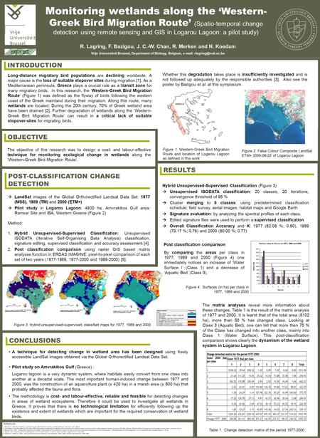 Monitoring wetlands along the ‘Western- Greek Bird Migration Route’ (Spatio-temporal change detection using remote sensing and GIS in Logarou Lagoon: a.