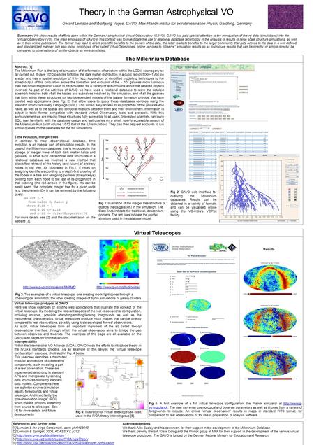 Theory in the German Astrophysical VO Summary: We show results of efforts done within the German Astrophysical Virtual Observatory (GAVO). GAVO has paid.