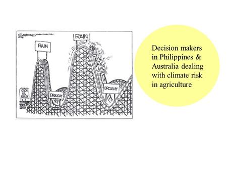 Decision makers in Philippines & Australia dealing with climate risk in agriculture.