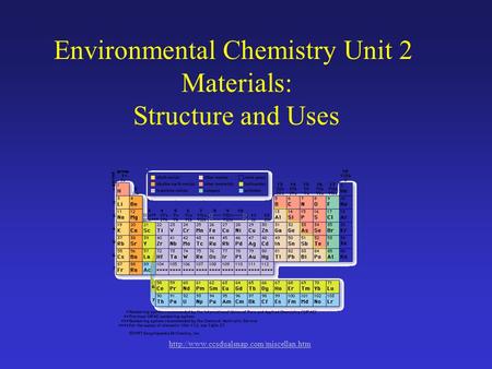 Environmental Chemistry Unit 2 Materials: Structure and Uses