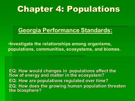 Georgia Performance Standards: