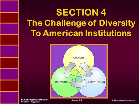 © 2011 Pearson Education, Inc © 2011 Pearson Education, Inc Understanding Human Differences 3rd Edition - Koppelman Chapter 13- 0 SECTION 4 The Challenge.