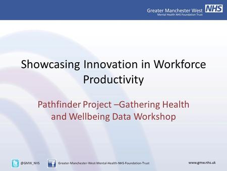 Showcasing Innovation in Workforce Productivity Pathfinder Project –Gathering Health and Wellbeing Data Workshop.