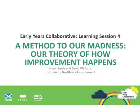 A METHOD TO OUR MADNESS: OUR THEORY OF HOW IMPROVEMENT HAPPENS Ninon Lewis and David Williams Institute for Healthcare Improvement Early Years Collaborative: