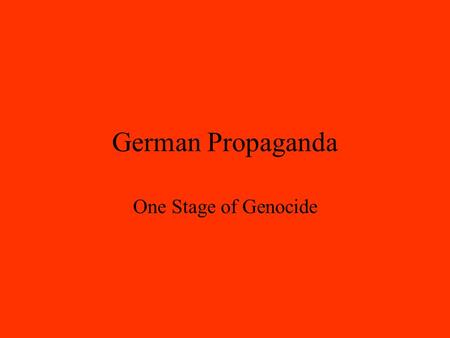 German Propaganda One Stage of Genocide. Suggestion of Poisoning Society Title: Immunization Caption: It occurs to me that little good comes from poison.