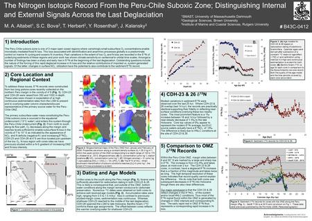 The Nitrogen Isotopic Record From the Peru-Chile Suboxic Zone; Distinguishing Internal and External Signals Across the Last Deglaciation M. A. Altabet.