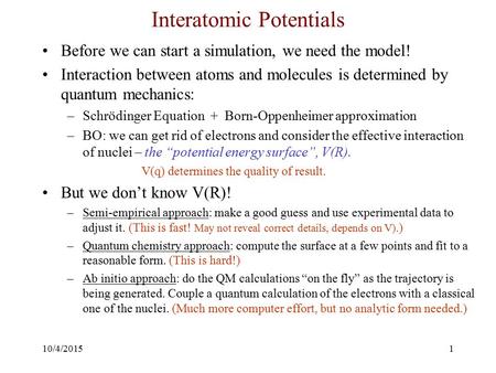 Interatomic Potentials