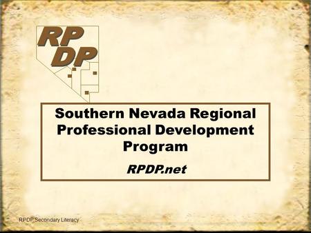 RPDP Secondary Literacy Southern Nevada Regional Professional Development Program RPDP.net    