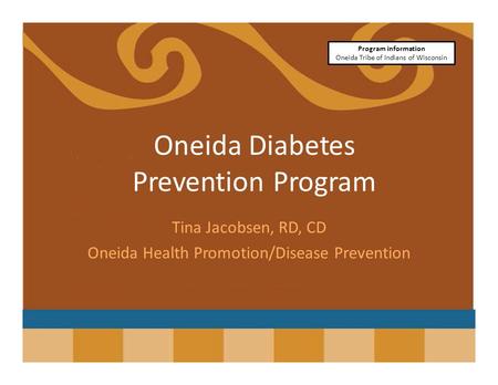 Oneida Diabetes Prevention Program