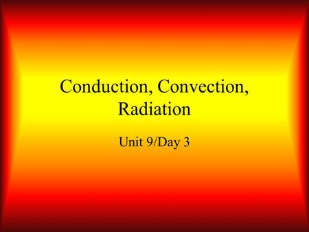 Conduction, Convection, Radiation