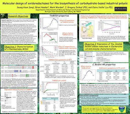 Molecular design of oxidoreductases for the biosynthesis of carbohydrate-based industrial polyols Research objectives: Our two objectives in this project.