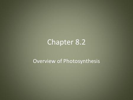 Overview of Photosynthesis