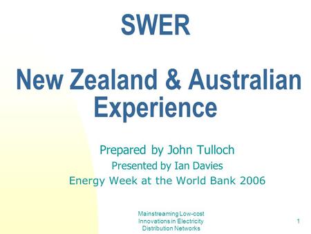 SWER New Zealand & Australian Experience