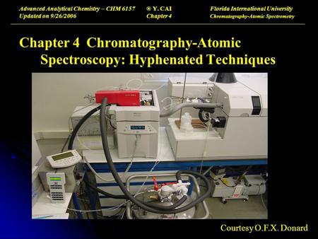 Advanced Analytical Chemistry – CHM 6157® Y. CAIFlorida International University Updated on 9/26/2006Chapter 4 Chromatography-Atomic Spectrometry Chapter.