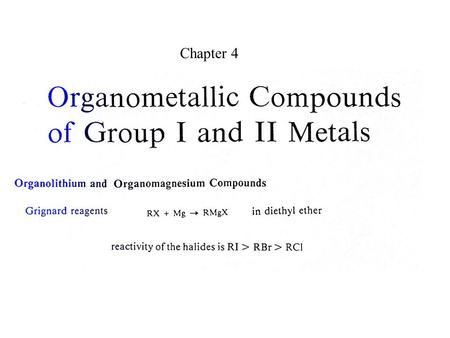 Chapter 4. Equilibrium of the compositions of Grignard reagents.