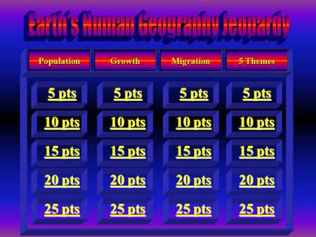 Population 10 pts 10 pts 5 pts 5 pts 15 pts 15 pts 20 pts 20 ptsGrowth 5 pts 5 pts 10 pts 10 pts 15 pts 15 pts 20 pts 20 pts 10 pts 10 pts 5 pts 5 pts.