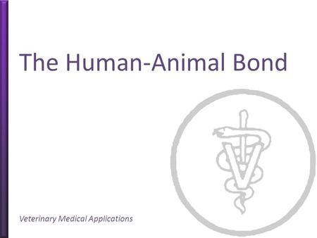 The Human-Animal Bond Veterinary Medical Applications.