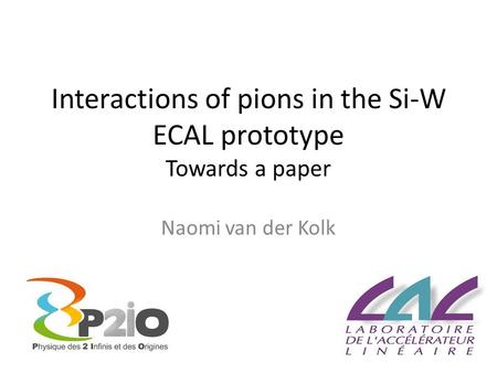 Interactions of pions in the Si-W ECAL prototype Towards a paper Naomi van der Kolk.