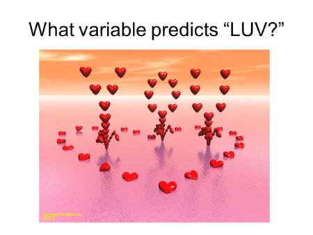 What variable predicts “LUV?”. Is it looks? But looks can be decieving.