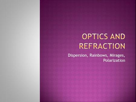 Dispersion, Rainbows, Mirages, Polarization