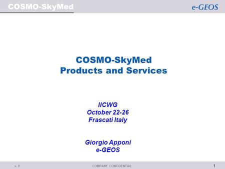 COSMO-SkyMed Products and Services