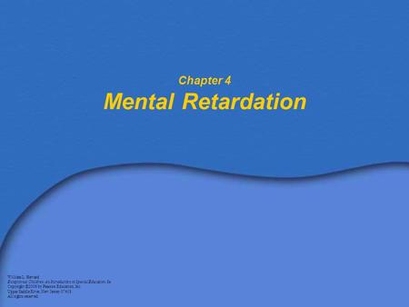 Chapter 4 Mental Retardation