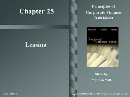 Chapter 25 Leasing Principles of Corporate Finance Tenth Edition