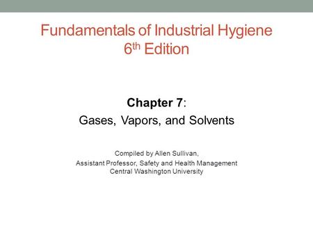 Fundamentals of Industrial Hygiene 6th Edition