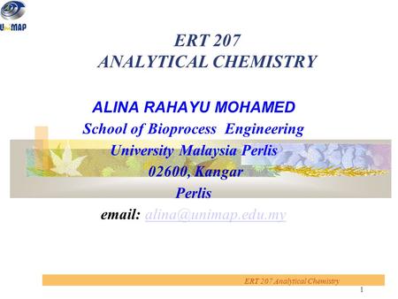 ERT 207 ANALYTICAL CHEMISTRY