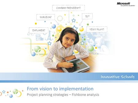 From vision to implementation Project planning strategies – Fishbone analysis.