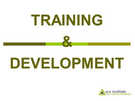 TRAINING & DEVELOPMENT