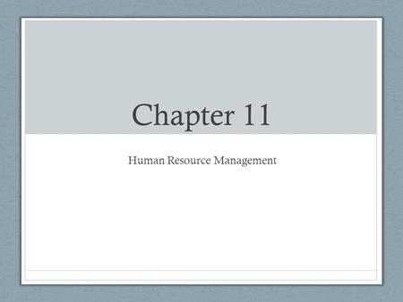 Human Resource Management