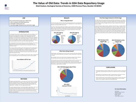 The Value of Old Data: Trends in GSA Data Repository Usage Matt Hudson, Geological Society of America, 3300 Penrose Place, Boulder CO 80301 INTRODUCTION.