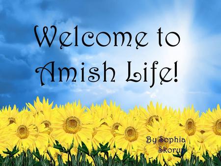 Welcome to Amish Life! By Sophia Skorup.