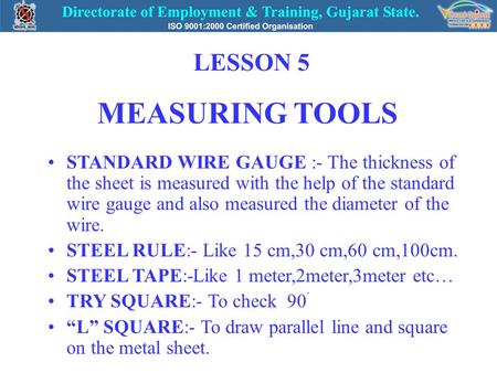 MEASURING TOOLS LESSON 5