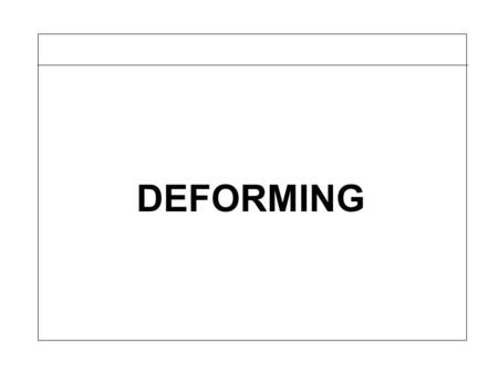 DEFORMING. Stress strain behavior of ductile materials σ ε Elastic-plastic with strain hardening Elastic-perfectly plastic Rigid perfectly plastic Rigid.