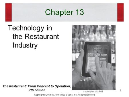 The Restaurant: From Concept to Operation,