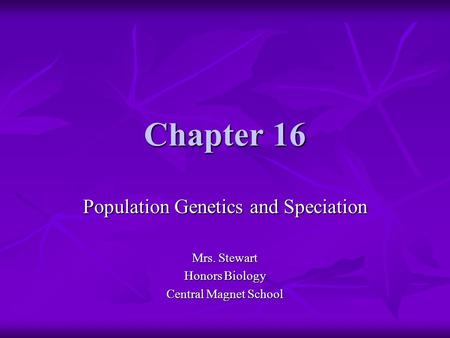 Population Genetics and Speciation