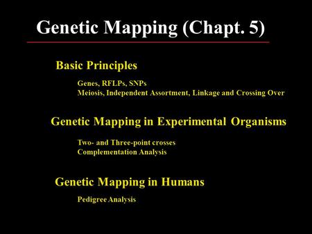 Genetic Mapping (Chapt. 5)