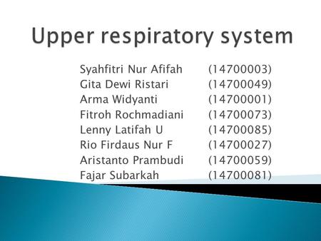 Syahfitri Nur Afifah (14700003) Gita Dewi Ristari (14700049) Arma Widyanti (14700001) Fitroh Rochmadiani (14700073) Lenny Latifah U (14700085) Rio Firdaus.