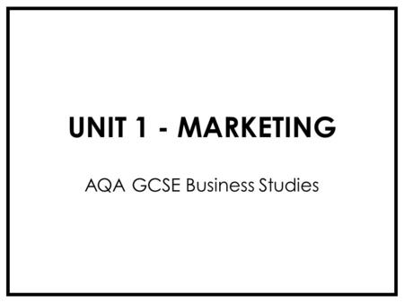 AQA GCSE Business Studies