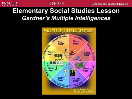 ETE 335 Elementary Social Studies Lesson Gardner’s Multiple Intelligences.