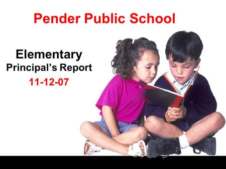 Pender Public School Elementary Principal’s Report 11-12-07.