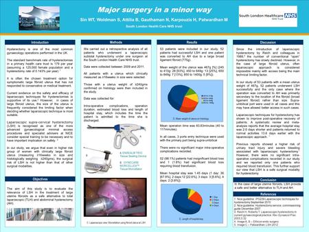 TEMPLATE DESIGN © 2008 www.PosterPresentations.com Major surgery in a minor way Sin WT, Woldman S, Attilia B, Gauthaman N, Karpouzis H, Patwardhan M South.