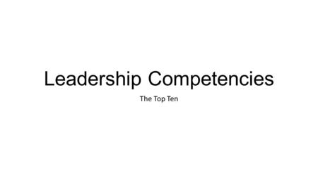 Leadership Competencies